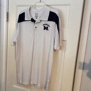 Pro Edge White and Navy Polo Shirt University of Michigan